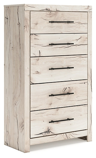 Lawroy King Panel Storage Bed with Mirrored Dresser and Chest
