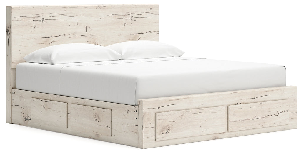 Lawroy King Panel Storage Bed with Mirrored Dresser and Chest