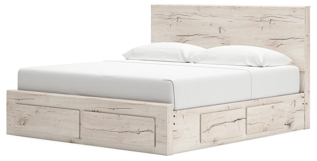 Lawroy King Panel Storage Bed with Mirrored Dresser, Chest and Nightstand