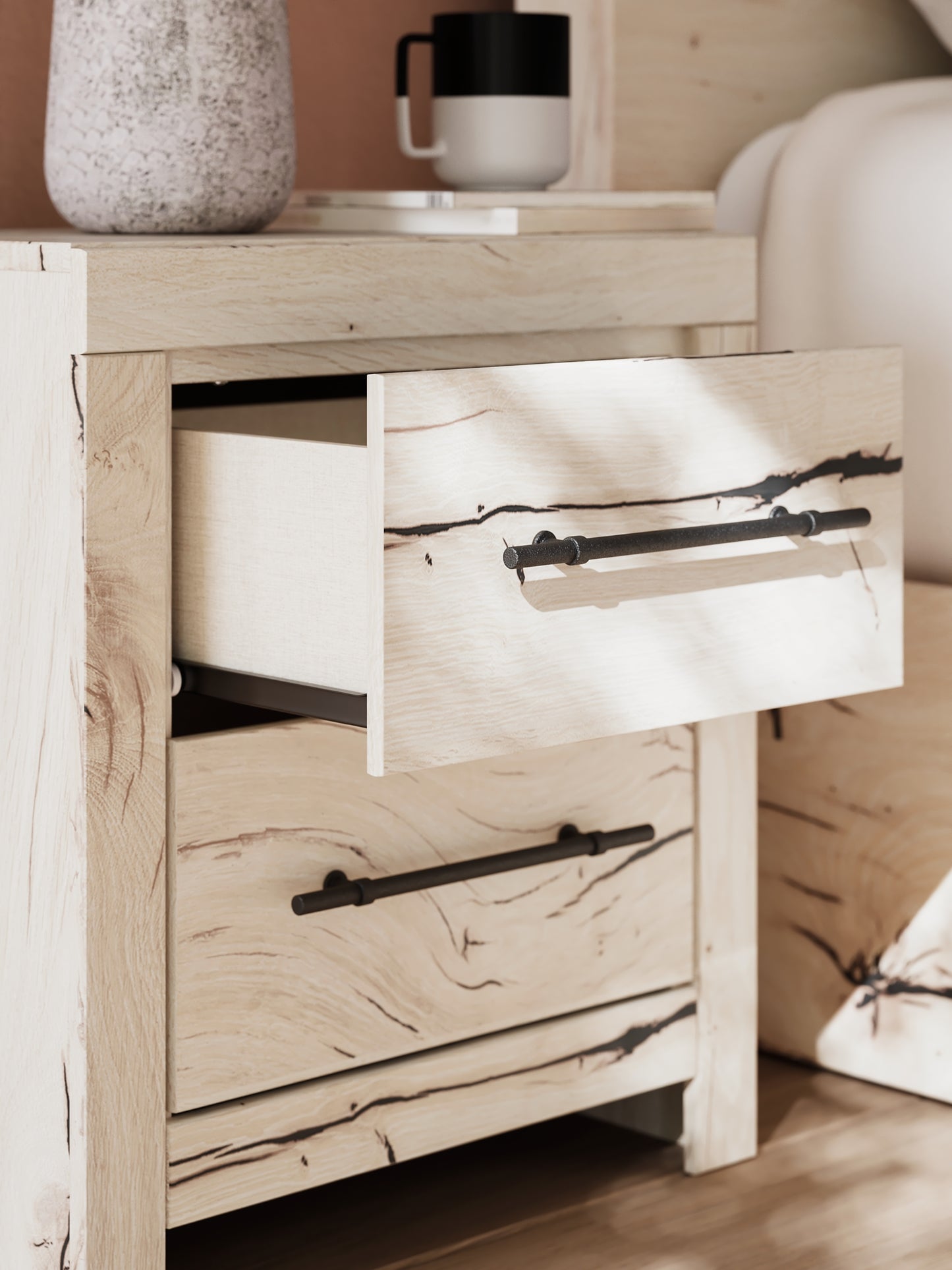 Lawroy King Panel Headboard with Mirrored Dresser and Nightstand