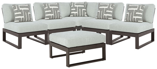 Ashley Express - Beachloft 5-Piece Outdoor Sectional with Ottoman