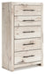 Lawroy King Panel Storage Bed with Mirrored Dresser and Chest