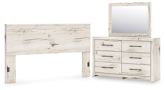 Lawroy King Panel Headboard with Mirrored Dresser