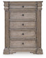 Blairhurst Queen Panel Bed with Mirrored Dresser and Chest