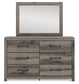 Graystorm Twin Panel Bed with Storage with Mirrored Dresser and Chest