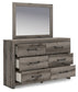Graystorm King Panel Bed with Mirrored Dresser, Chest and Nightstand