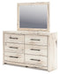 Lawroy Queen Panel Headboard with Mirrored Dresser, Chest and Nightstand