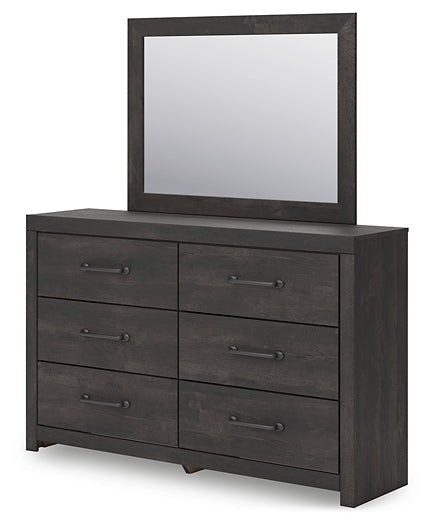Hollivern Twin Panel Bed with Mirrored Dresser and Chest