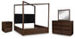 Dilenno Queen Canopy Bed with Mirrored Dresser and Nightstand