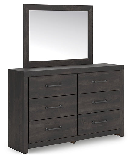 Hollivern Queen Panel Bed with Mirrored Dresser and Chest