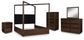 Dilenno King Canopy Bed with Mirrored Dresser, Chest and Nightstand