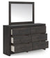 Hollivern Full Panel Bed with Mirrored Dresser and Chest
