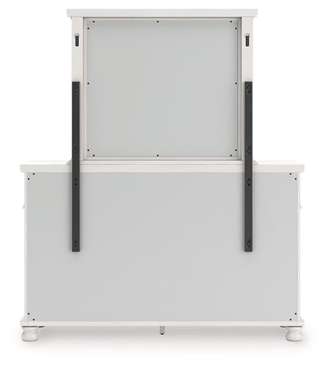 Rowlenstown California King Poster Bed, Dresser, Mirror and Nightstand