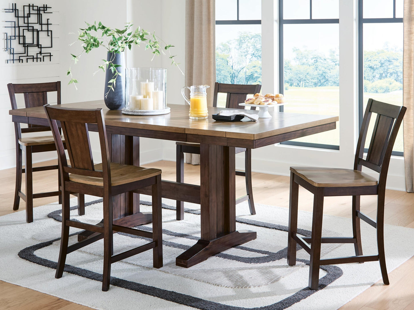 Anixburg Counter Height Dining Table and 4 Barstools