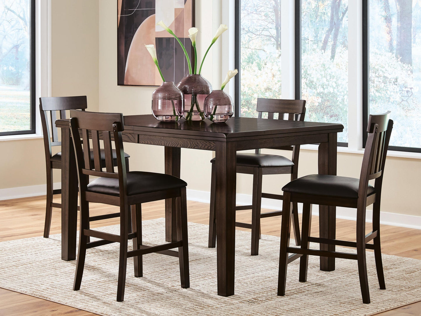 Haddigan Counter Height Dining Table and 4 Barstools