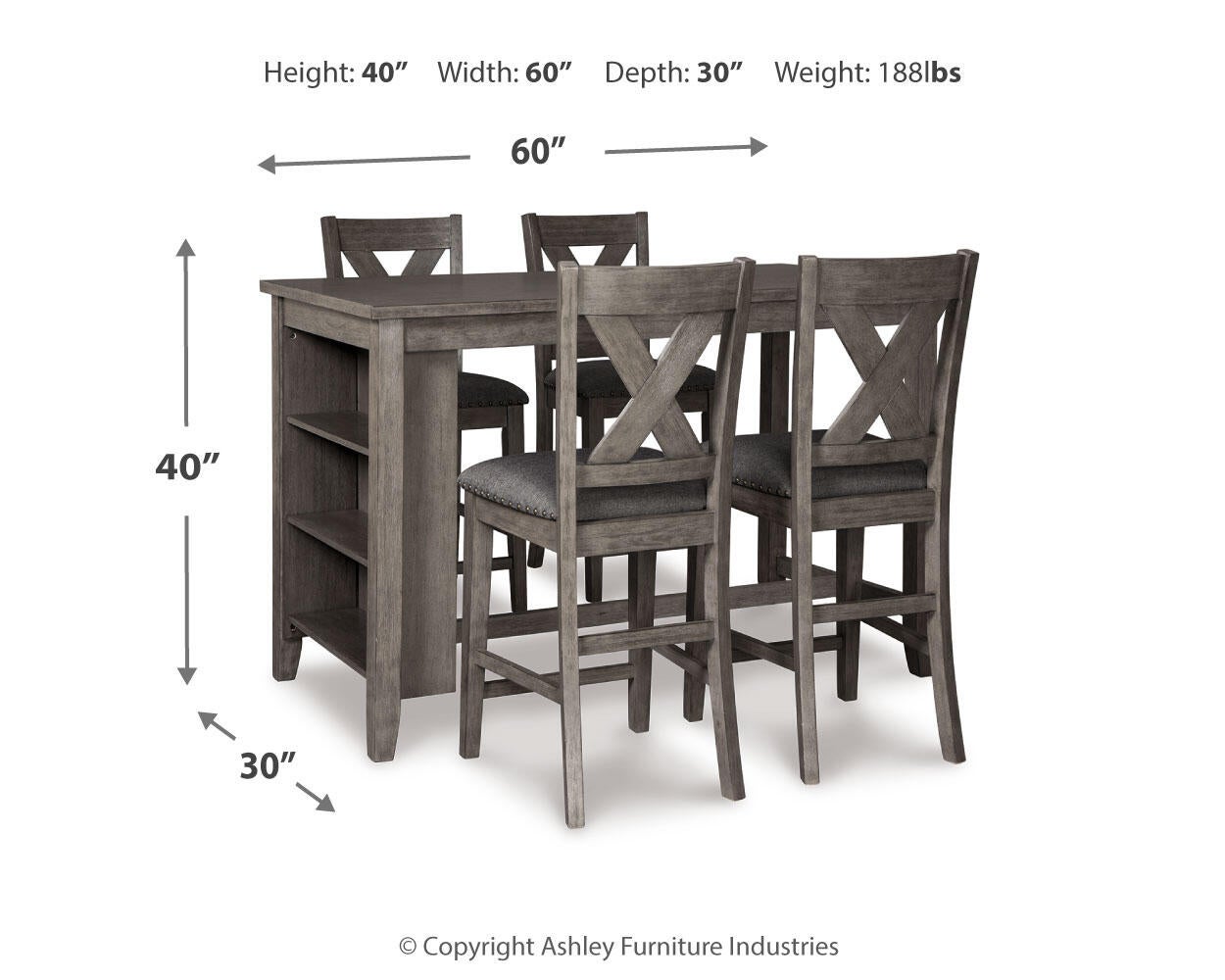 Ashley Express - Caitbrook Counter Height Dining Table and 4 Barstools