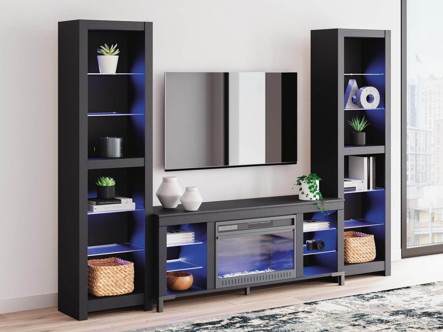 Cayberry 3-Piece Entertainment Center with Electric Fireplace