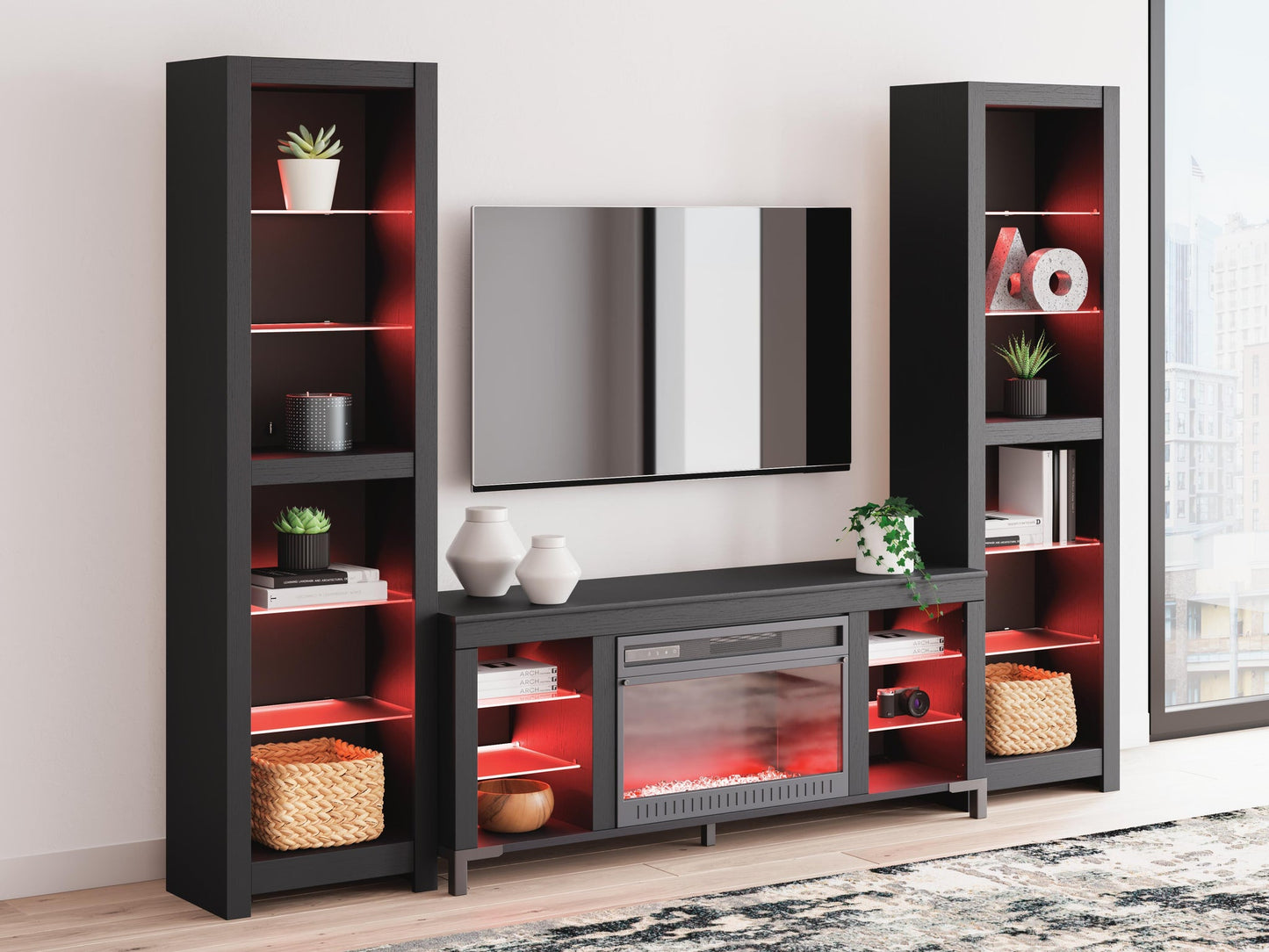 Cayberry 3-Piece Entertainment Center with Electric Fireplace